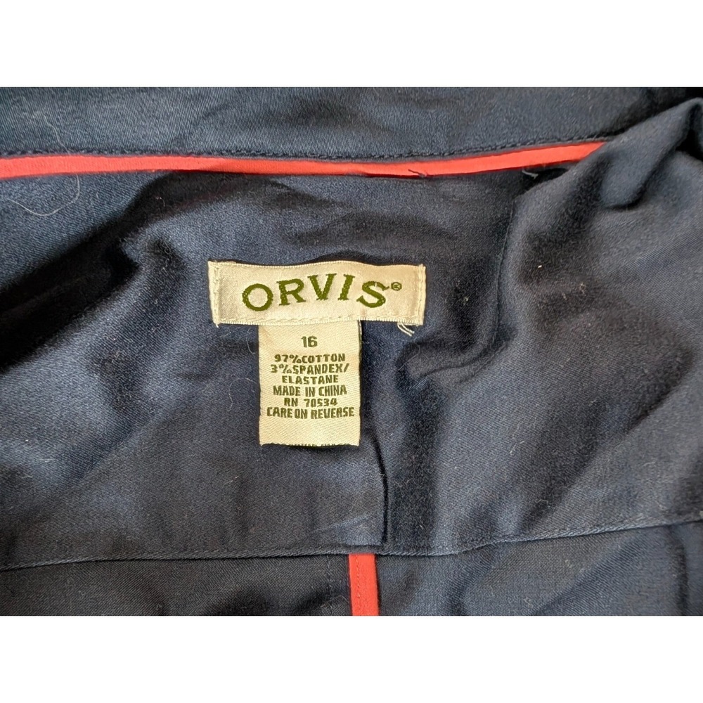 Orvis Barn Jacket Womens 16 Cotton Canvas Blue Chore Lined Utility Cabin Stretch - Picture 3 of 10